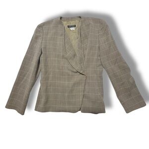 Giorgio Armani VTG IT 40 Glen Plaid Wrap Blazer Wool Cupro Lined US-6 Heritage‎